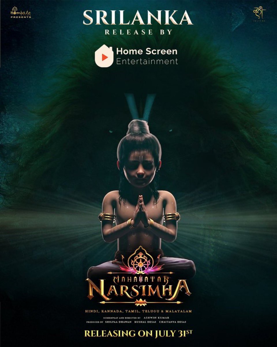 FridayCinemaOrg's tweet image. The roar of Dharma now echoes in Sri Lanka 🇱🇰
#MahavatarNarsimha is all set to release across 𝐒𝐫𝐢 𝐋𝐚𝐧𝐤𝐚 from 𝐉𝐔𝐋𝐘 𝟑𝟏𝐬𝐭, through @homescreenent 🔥
Experience the divine saga on the big screen!