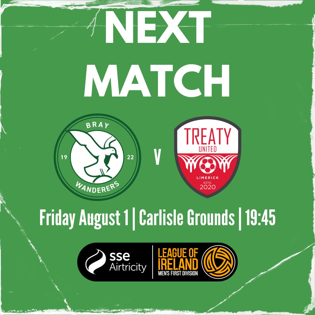 BrayWanderers's tweet image. 𝐁𝐚𝐜𝐤 𝐚𝐭 𝐭𝐡𝐞 𝐂𝐚𝐫𝐥𝐢𝐬𝐥𝐞

We host Treaty United on Friday August 1 at the Carlisle Grounds.

Tickets 🎫 shorturl.at/ewGeD

#Seagulls 🟢⚪️