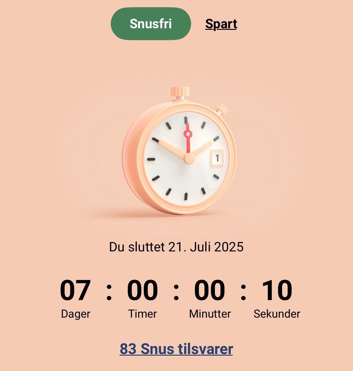 Jeg begynte å snuse for å imponere den peneste jenta på Grefsen ungdomsskole på en komf-tur til Hvaler i 1992, og dette er antakeligvis det vanskeligste jeg har gjort, NOENSINNE. My name is Jostein and I got one week.