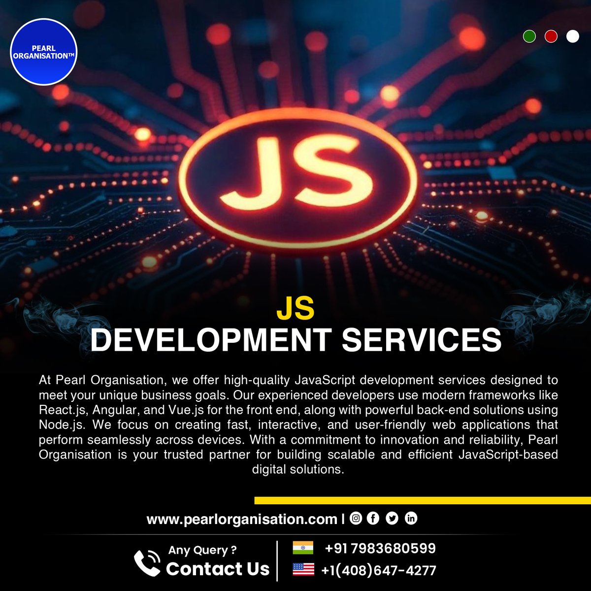pearlorgs's tweet image. ⚡ Build interactive, high-performance web experiences with JavaScript!
.
.
pearlorganisation.com
Contact Us :+91 7983680599 ,+1(408) 647-4277
.
.
#PearlOrganisationReviews
#JavaScriptDevelopment #WebDevelopment #PearlOrganisation #FrontendDevelopment