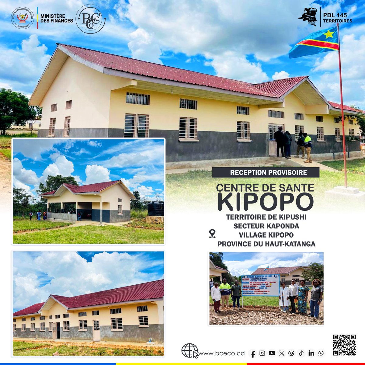 BCeCoRDC's tweet image. #RDC #PDL145T | Réception provisoire du centre de santé KIPOPO dans la Province du Haut-Katanga, Territoire de KIPUSHI. Travaux exécutés dans le cadre du Programme de Développement Local des 145 Territoires.
@Presidence_RDC @MinSanteRDC @financesrdc
#BCECO #AuServiceDeLaNation…