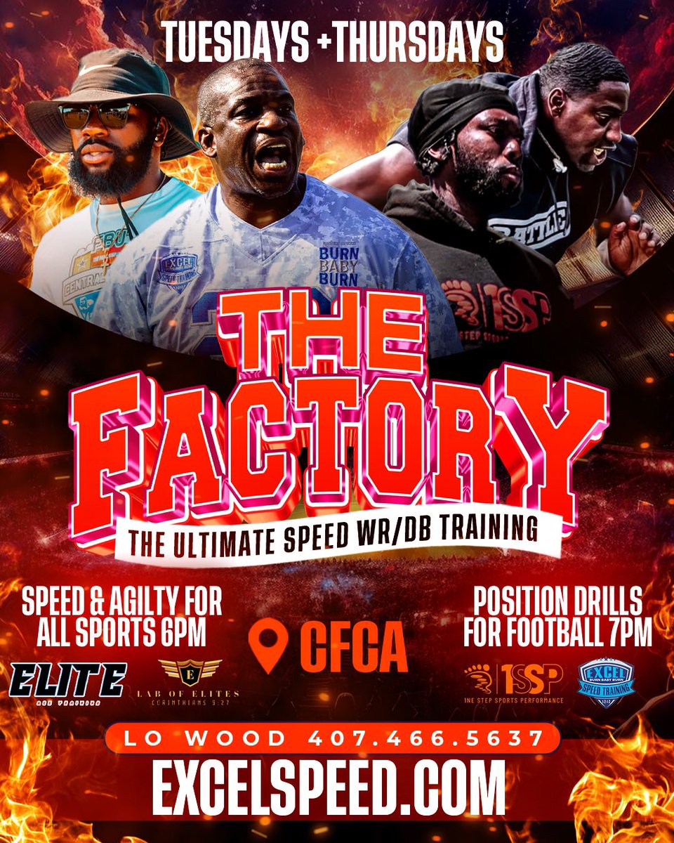 Stay Tuned up during the season with Excel Speed Training and The Factory.  WR &amp; DB  Training . Information on the flyer <a href="/1NEStep_SP/">Dorian Jones 1SSP</a> <a href="/ShockDoctor/">Shock Doctor</a> <a href="/LabOfElites/">Labofelites</a>