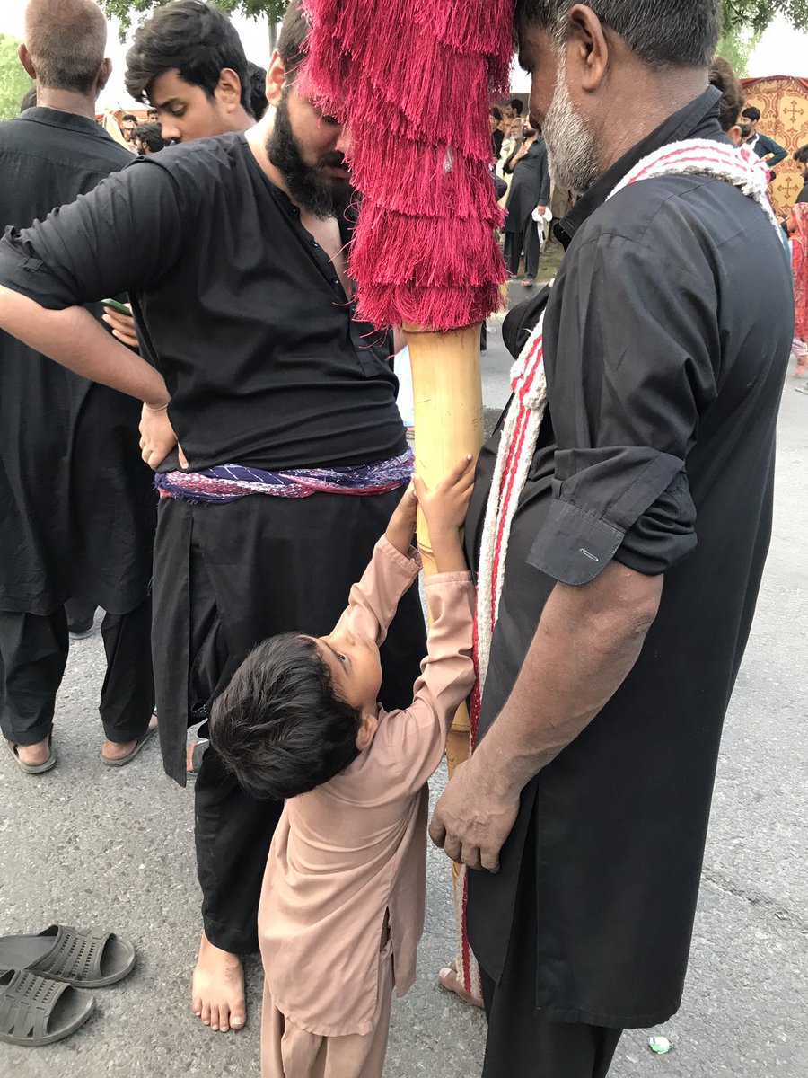 This child was insisting on his father that he had to carry the Alam, and I was standing there watching, thinking that this child also knew what Wafa-e- Abbas was. Is there any religion whose children know so much?