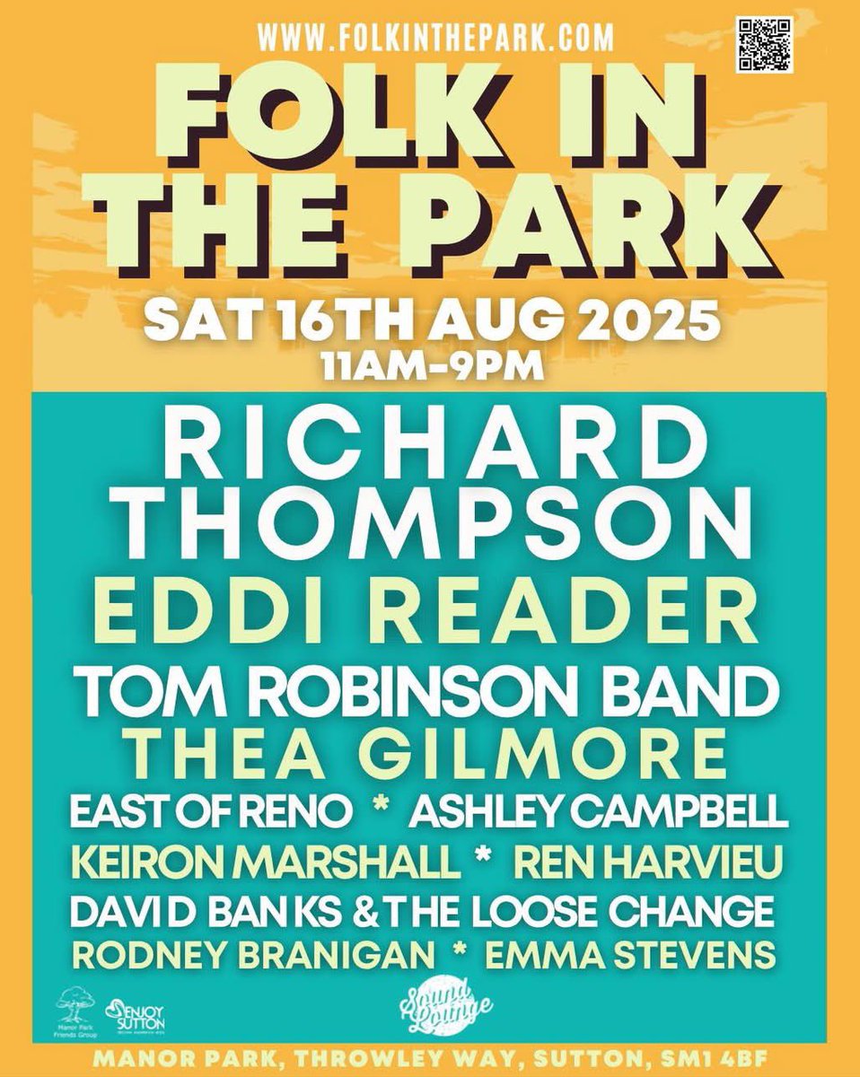TimSmith2021's tweet image. Really looking forward to Folk In The Park, Sutton…it’s not just the incredible lineup, but also the wonderful atmosphere that will bring me back year after year! Thanks to the amazing team at The Sound Lounge for making it all possible!