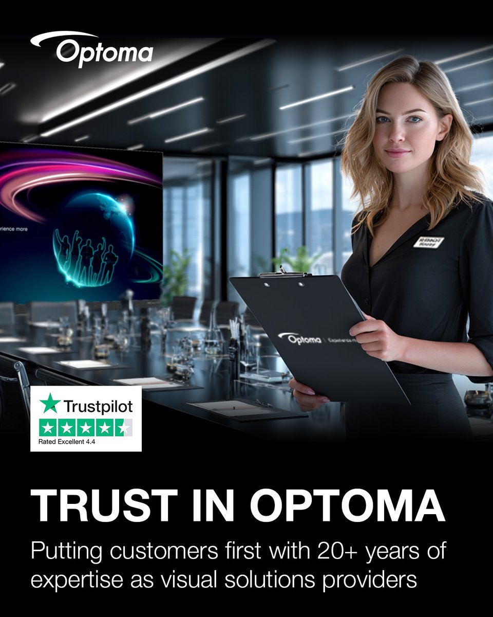 With 20+ years of visual expertise, trusted by top global brands, Optoma delivers proven results. From demos to aftercare, we put customers first. ISO 14001 certified, we’re committed to sustainable tech. Explore our success stories bit.ly/3IAEr8m #trustinoptoma