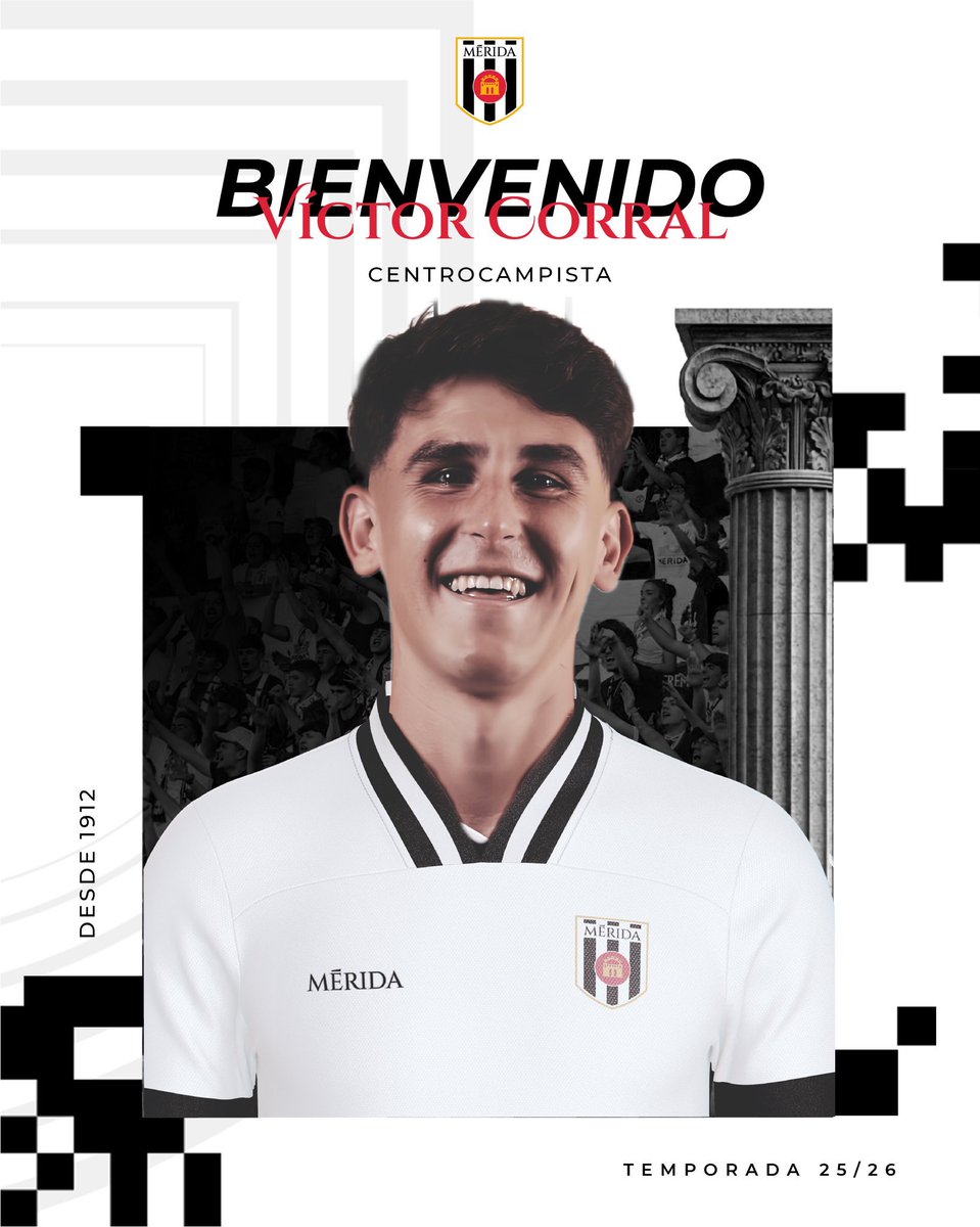QuirosRuiz's tweet image. El Mérida AD obtiene la cesión del mediocentro Víctor Corral (23) procedente del la AD Ceuta FC.