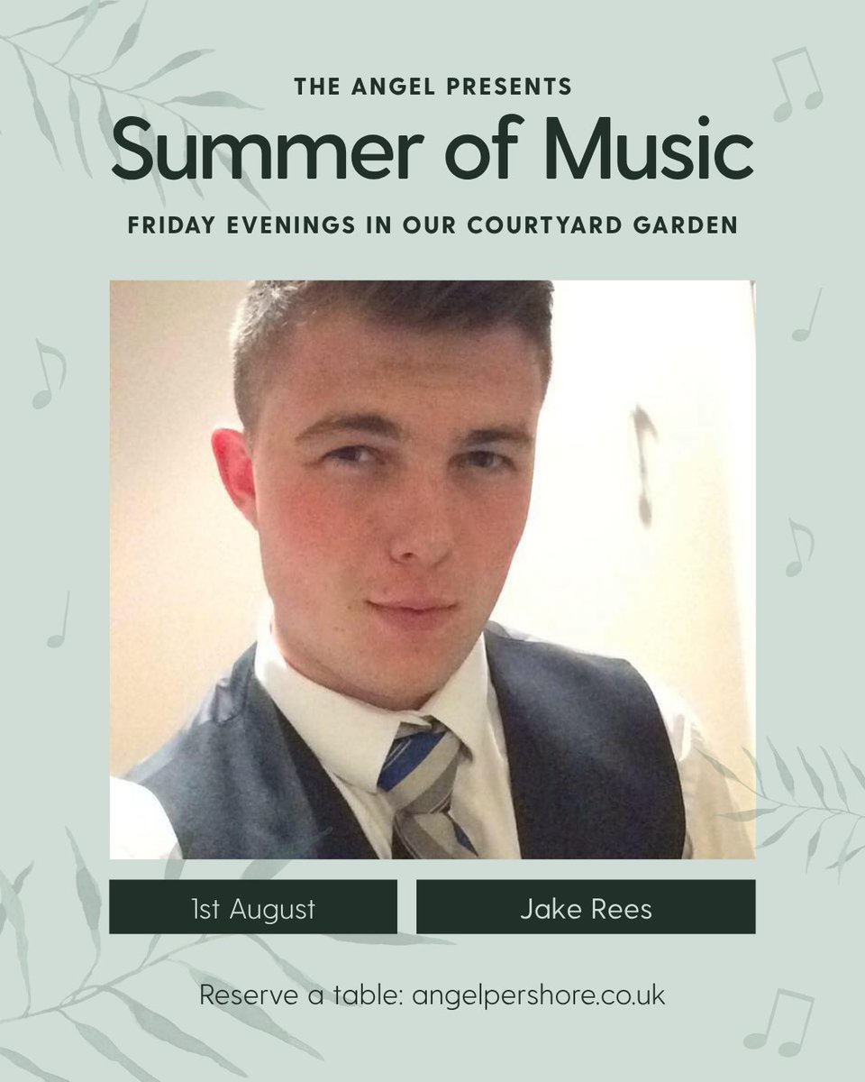 🎤 Kick off August with a night of live music from Jake Rees - This Friday at The Angel!

🎶 Music from 7–9:30pm in the courtyard

Book your table: angelpershore.co.uk

#AngelPershore #Pershore #EventsPershore #WhatsOnPershore #SupportLocal #Worcestershire #VisitPershore