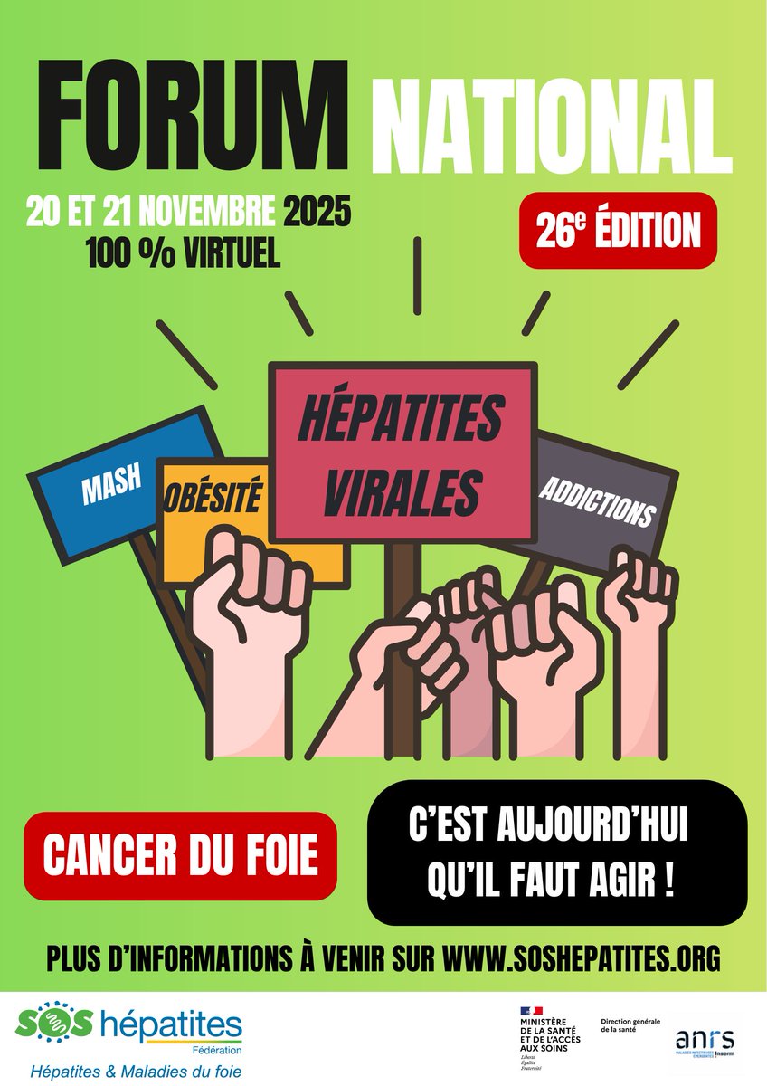 🗓 Il n’y a pas de meilleur moment que la Journée mondiale de lutte contre les hépatites virales, ce 28 juillet, pour rappeler notre engagement dans cette bataille !
Le fil rouge de notre Forum national 2025 est le #cancerdufoie : les 20 et 21 novembre, 100 % virtuel.