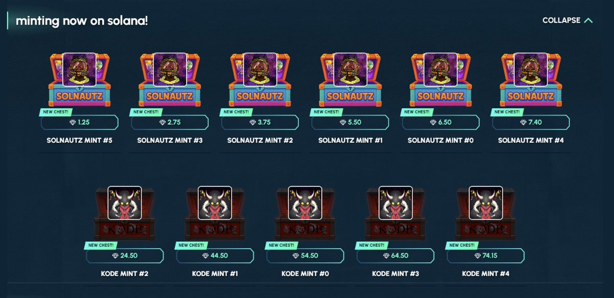 Something new is on the website! 👀

If you want to get your hands on <a href="/KodeHouse/">Kode</a> or <a href="/SolNautz/">SOLNAUTZ (MINT LIVE)</a> 

There is a new section, just for mints! 

Good Luck, Degens. 💎
