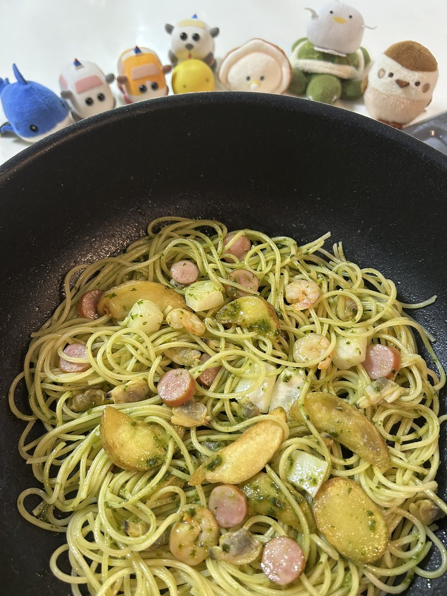 micha_micha7's tweet image. バジルソースを絡めてラストスパートです㊗️子供達応援ありがとう〜🐥💕