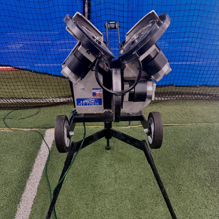 We’re proud to feature two 𝐇𝐀𝐂𝐊 𝐀𝐓𝐓𝐀𝐂𝐊 𝐉𝐑 pitching machines! 

These advanced machines help our instructors maximize your lessons and take your skills to the next level. 

Don’t miss out - book a lesson today!

#BeEliteBeSeen #Baseball #IndoorFacility #HackAttack