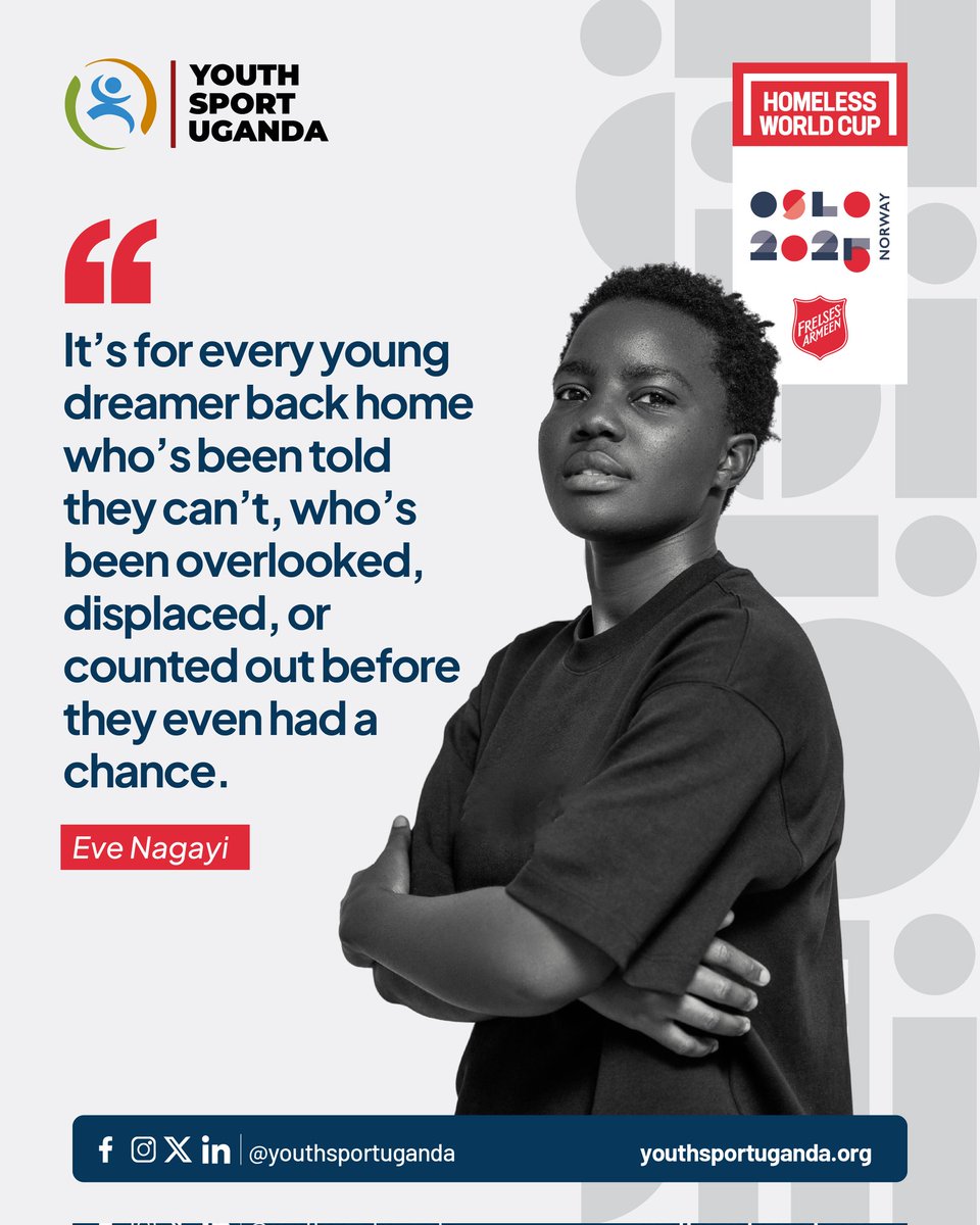 Youth Sport Uganda - YSU (@ysuganda) on Twitter photo “Going to Oslo is a sign of hope, a reminder that where you come from doesn’t define where you’re going.”
Meet Eva, one of our players representing #TeamUganda at the <a href="/homelesswrldcup/">Homeless World Cup</a> in Oslo. Her story is one of resilience💪🏾
Support their journey:👇🏾
🔗 gofund.me/828e0025 “Going to Oslo is a sign of hope, a reminder that where you come from doesn’t define where you’re going.”
Meet Eva, one of our players representing #TeamUganda at the <a href="/homelesswrldcup/">Homeless World Cup</a> in Oslo. Her story is one of resilience💪🏾
Support their journey:👇🏾
🔗 gofund.me/828e0025