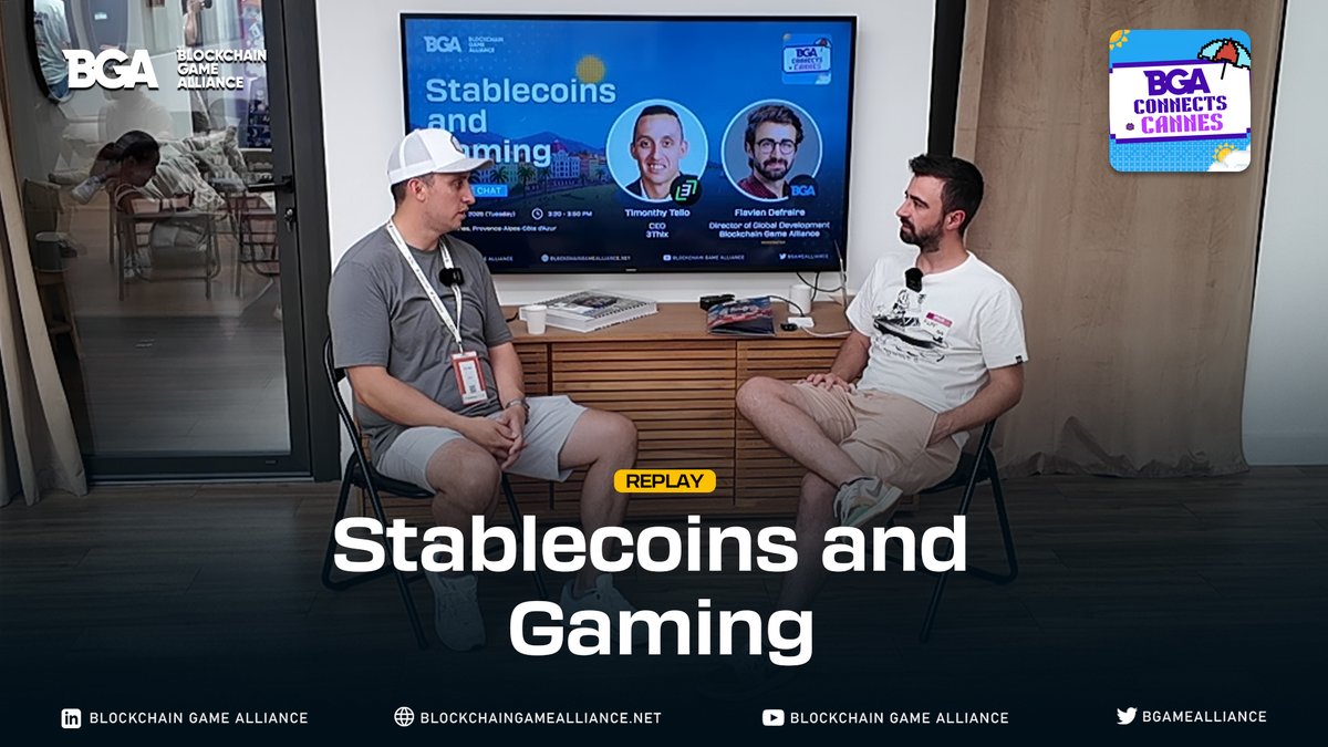 BGameAlliance's tweet image. Rewatch our fireside chat from #BGAConnects, Cannes Edition, where we dove into how stablecoins can power friction-free payments and sustainable player economies in Web3 gaming.

📅 Date: July 1, 2025
⏰ Time: 3:20 – 3:50 PM
📍 Cannes, France

Fireside Chat #2 – Stablecoins and…