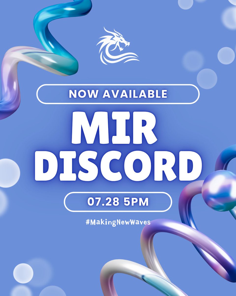 𝐀𝐍𝐍𝐎𝐔𝐍𝐂𝐄𝐌𝐄𝐍𝐓  

미르게이밍의 공식 팀 디스코드 서버를 임시 오픈합니다!
앞으로 팀과 팬 여러분이 소통할 수 있는 공간으로 점차 확장해갈 예정입니다.
 새로운 물결을 일으킬 미르의 출발을 함께해주세요  🔗discord.gg/W8pCzzv29j 
#flymir🌊