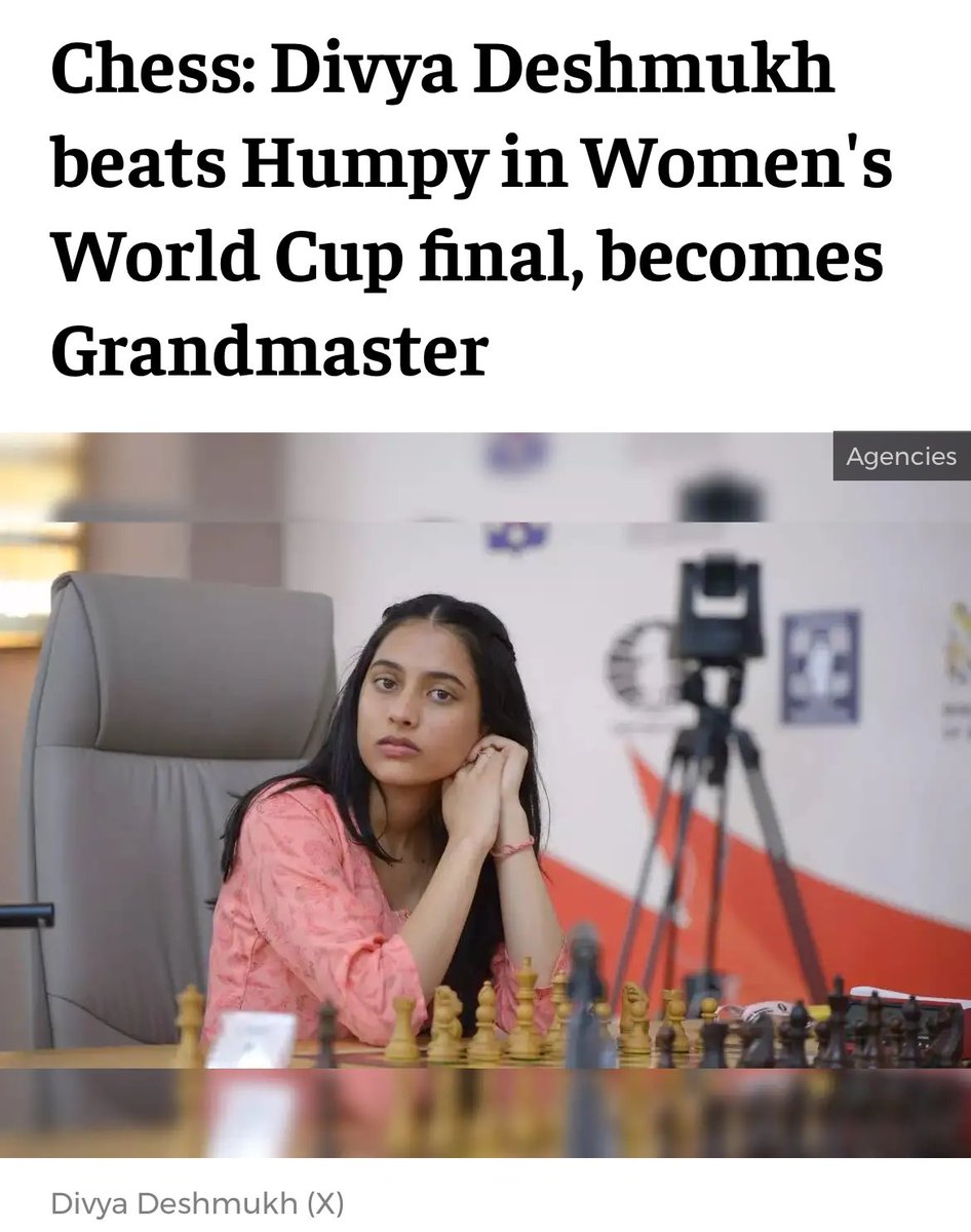AimInvestments's tweet image. Divya Desmukh: Wins 🥇 Women’s Chess World Cup
Grandmaster 🎉🎉🎉