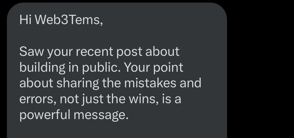 Web3Tems's tweet image. This is a testament that God is good 😊
Up and grateful.

Day 4 of becoming a better version of yourself:
👉🏽 Get feedback.
Whether you’re a developer, content creator or builder feedback is just as important as what you’re building.

Grateful for the encouraging feedback👇

Bm💙