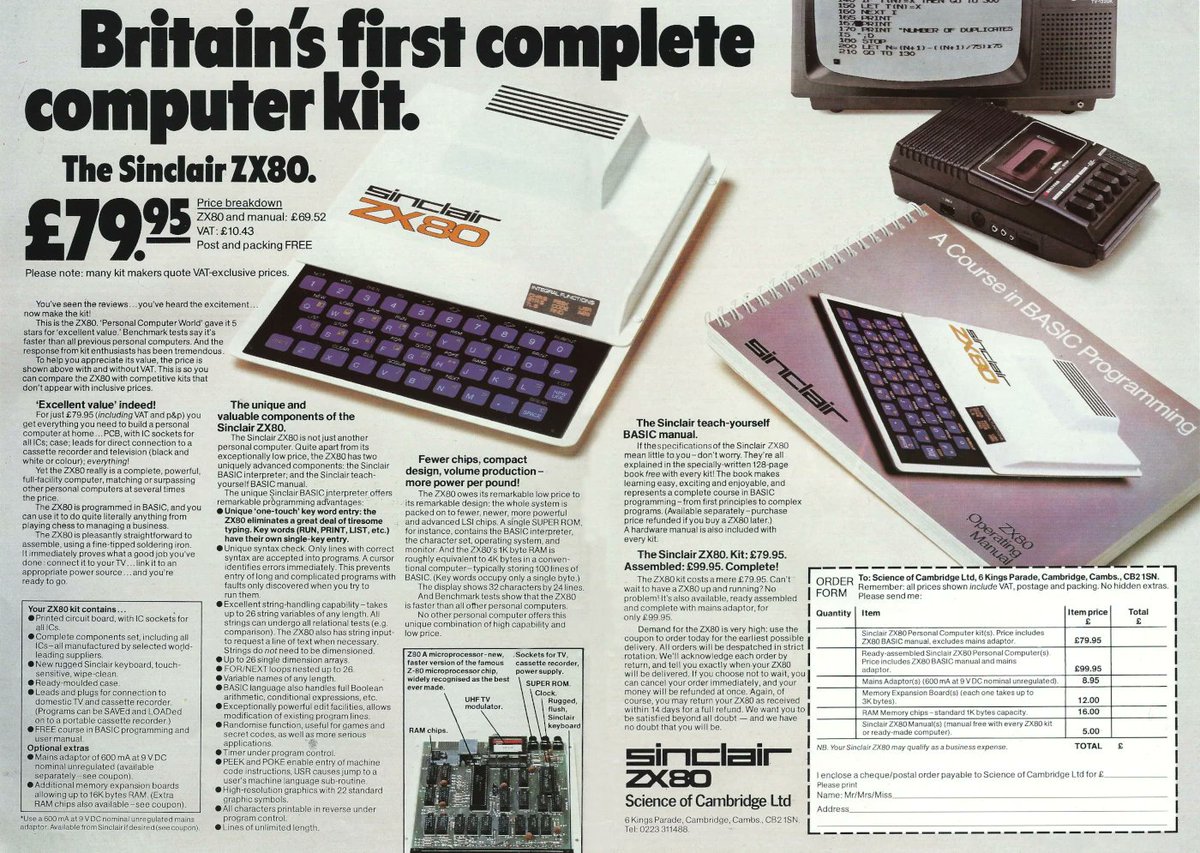 MaxwellsRetro's tweet image. Retro Computing Fact! 💻 The Sinclair ZX80, released in 1980, was one of the UK&apos;s first affordable home computers, famously costing under £100 (in kit form). It helped kickstart the personal computer revolution! #ZX80 #Sinclair #RetroTech #HomeComputing