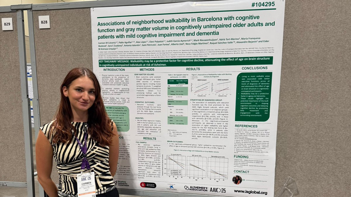 Eider Arenaza-Urquijo (@arenazaeider) on Twitter photo Yesterday, Carmen Colceriu presented findings from our #UBRAIN study, showing that neighborhood walkability in #Barcelona is positively associated with cognition and gray matter volume in older adults. #AAIC25 #endALZ <a href="/bcn_ajuntament/">Ajuntament de Barcelona</a> Yesterday, Carmen Colceriu presented findings from our #UBRAIN study, showing that neighborhood walkability in #Barcelona is positively associated with cognition and gray matter volume in older adults. #AAIC25 #endALZ <a href="/bcn_ajuntament/">Ajuntament de Barcelona</a>