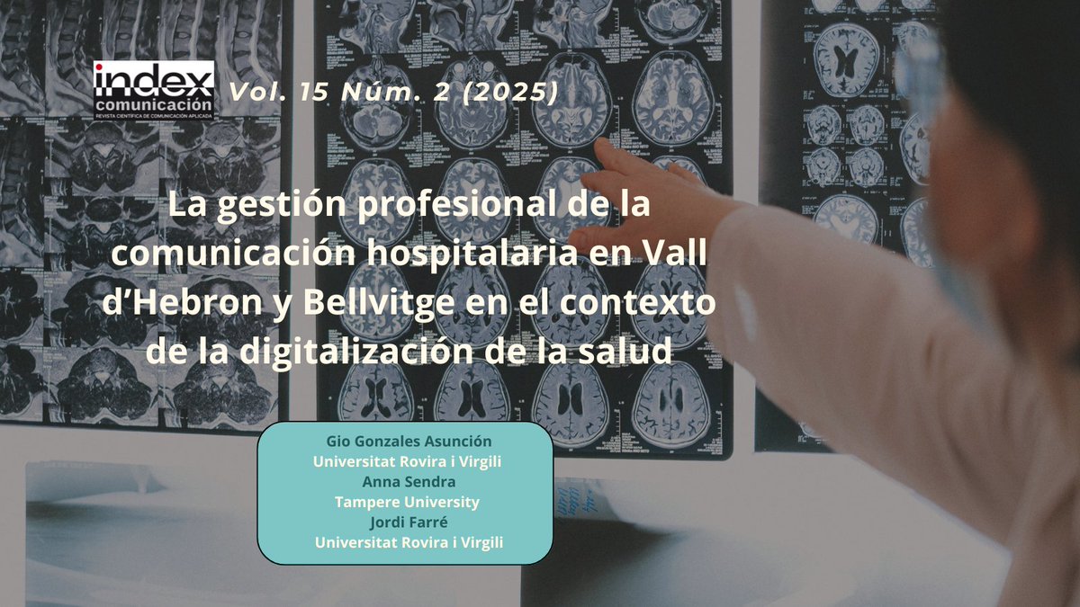 Revista index.comunicación (@indexcomu) on Twitter photo La digitalización ha transformado la comunicación hospitalaria en Cataluña. Dos modelos, un mismo objetivo: estrategias más ágiles, flexibles e integradas.
doi.org/10.62008/ixc/1…
<a href="/universitatURV/">Universitat Rovira i Virgili</a> <a href="/tuni_tlc/">Teaching and Learning Centre Tampere Universities</a>
#SaludDigital #ComunicaciónSanitaria La digitalización ha transformado la comunicación hospitalaria en Cataluña. Dos modelos, un mismo objetivo: estrategias más ágiles, flexibles e integradas.
doi.org/10.62008/ixc/1…
<a href="/universitatURV/">Universitat Rovira i Virgili</a> <a href="/tuni_tlc/">Teaching and Learning Centre Tampere Universities</a>
#SaludDigital #ComunicaciónSanitaria