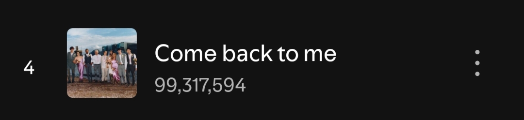 Come Back To Me is ONLY 682.4K streams away from surpassing 100M. Add it in your rotation