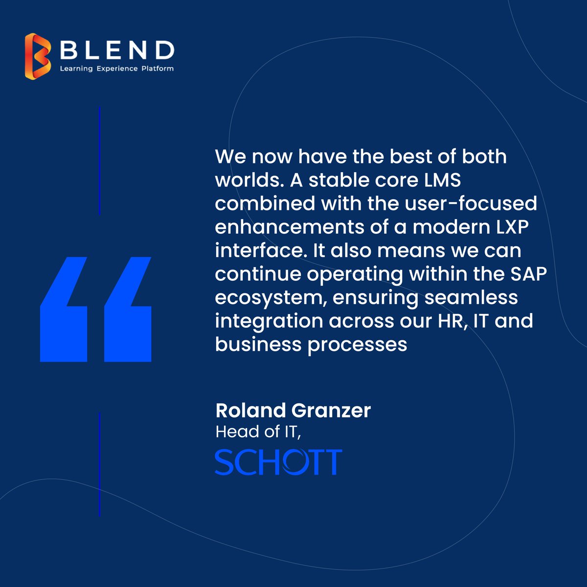 Why choose between stability and innovation? Schott used #BlendLXP to enhance their @SAPSuccessFactors setup, offering 17,000+ employees a personalized, gamified learning experience.

Read the full story: talenteam.com/client-stories…

#Schott #SAP #LearningInnovation #TalenTeam
