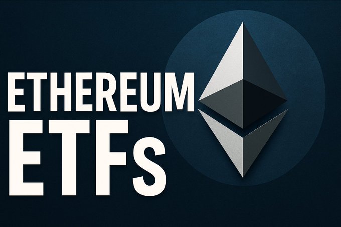 Ethereum ETFs 2025 graphic featuring the Ethereum logo
