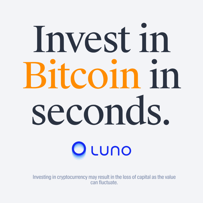 LunoGlobal's tweet photo. Three simple steps to Bitcoin ownership. Tap, purchase, store - all in seconds.