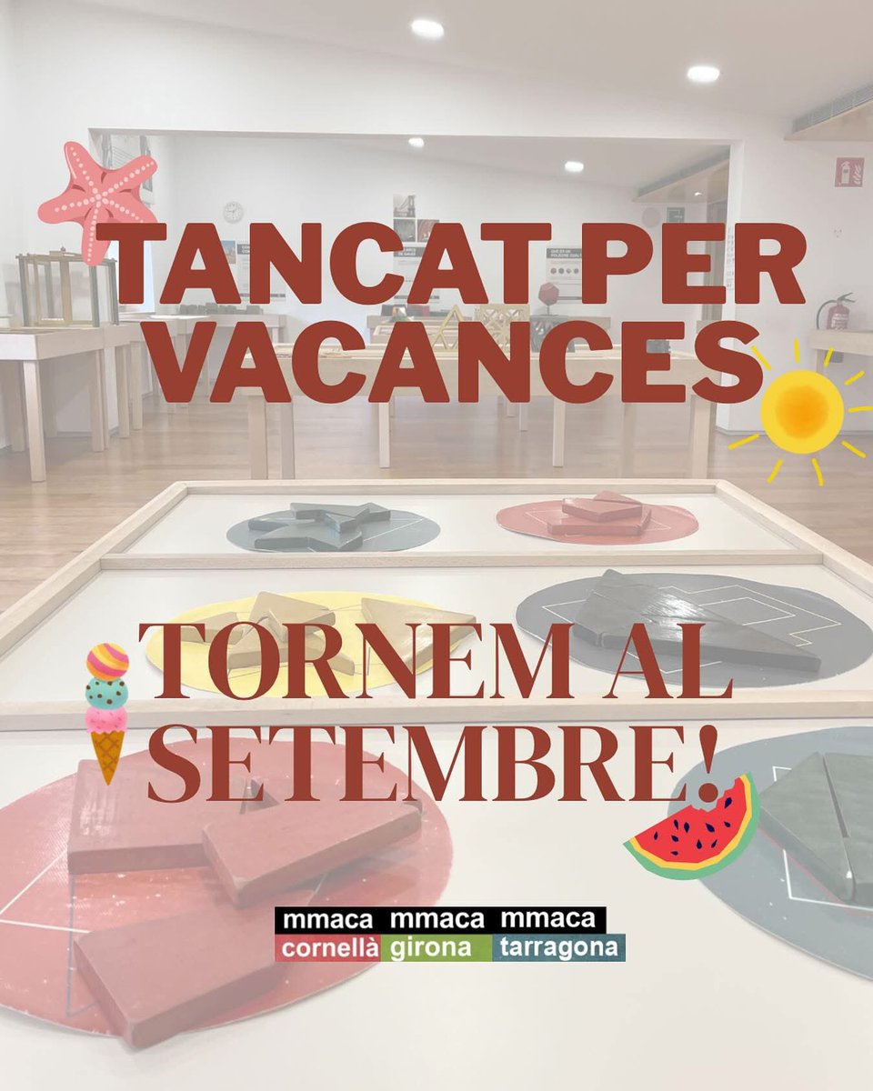 MMACA_cat's tweet image. 👋🏼 El MMACA tanca a l’agost! A Cornellà ens retrobem el dia 2 de setembre i a Tarragona i Girona després de vacances. Que tingueu un bon estiu 🐠⛱️

#mmaca #mmacacornellà #mmacatarragona #mmacagirona