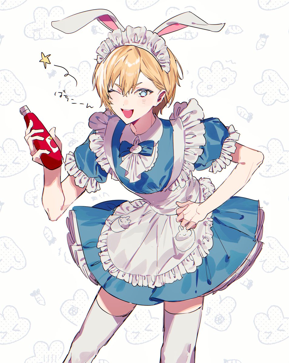 G76B1's tweet image. 女装 うさみみメイドショウゴさん……