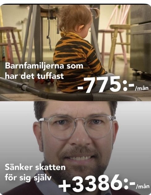 hogerkollen's tweet image. Sverigedemokraterna tar från de fattiga barnfamiljerna och ger till sig själva. 

#svpol #svpolitik