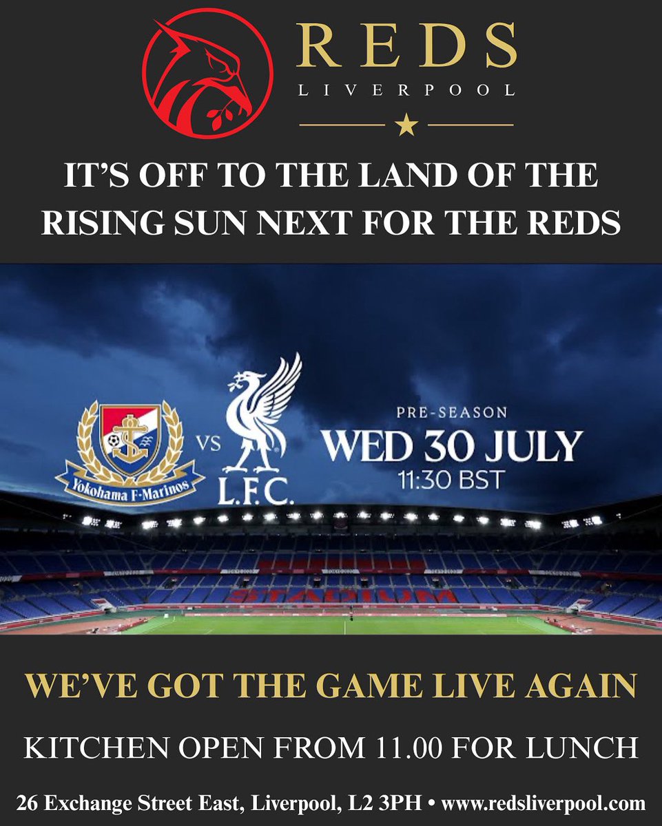 RedsLPL's tweet image. THIS WEEK AT REDS
We open at 4.00pm today with our weekly poker tournament tonight, new players welcome.
Wednesday we have Liverpool’s game in Tokyo live at lunch time and plenty more sports and live music through out the the week