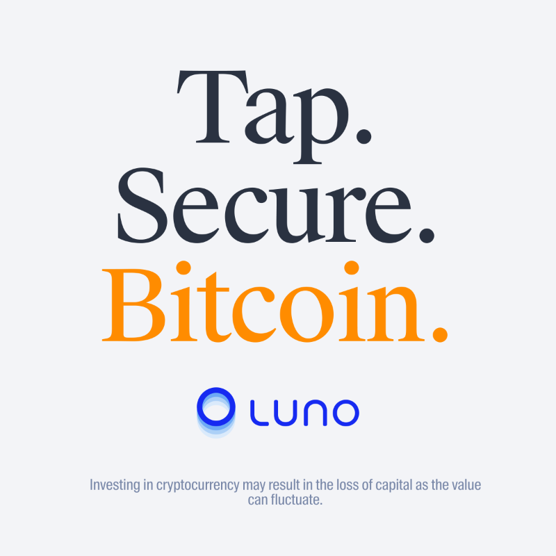 LunoGlobal's tweet photo. Three simple steps to Bitcoin ownership. Tap, purchase, store - all in seconds.