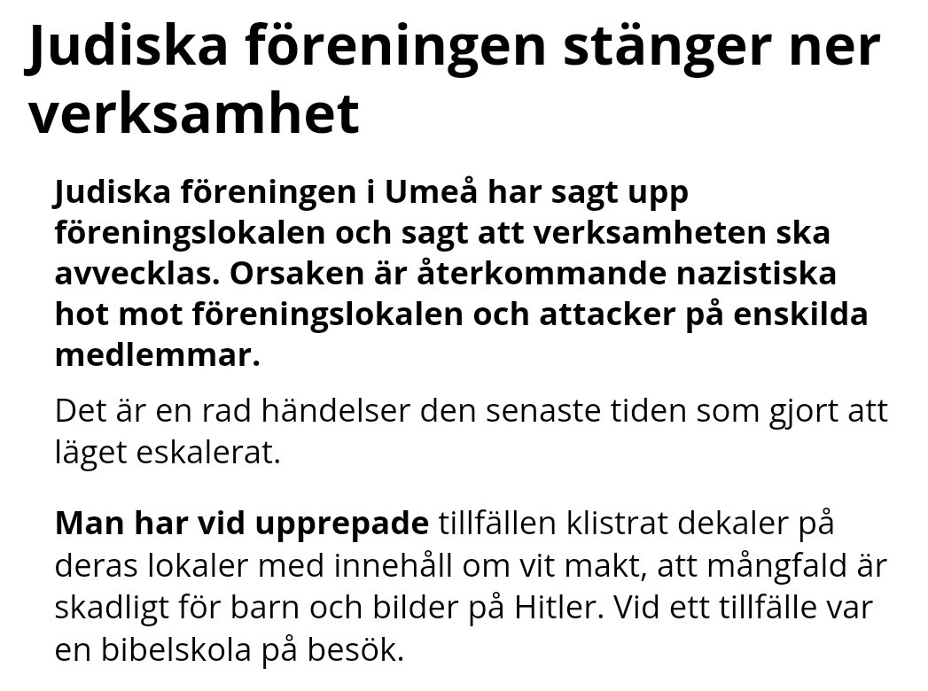 hogerkollen's tweet image. Nazister i samma nazistorganisation som Johan Forssells son var aktiv i som tvingade judiska församlingen i Umeå att stänga och lägga ner hela verksamheten. 

#svpol #svpolitik