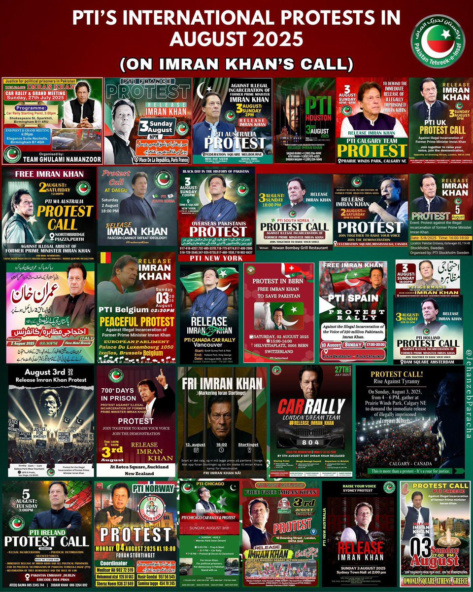PTIEU_Official's tweet image. Overseas Pakistanis across the world are standing up against injustice and demanding the immediate release of former Prime Minister Imran Khan. From New York to Sydney, London to Tokyo the voice for justice is united and loud.
#عوام_نکلے_گی_تخت_الٹے_گا