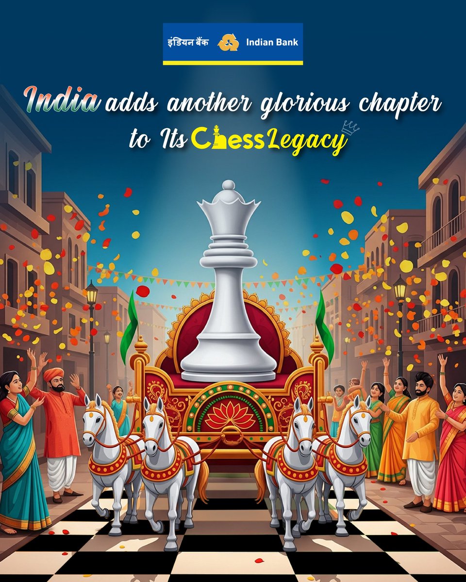 India continues its incredible run in the world of chess with yet another historic victory. A proud moment as the FIDE Women’s World Cup title comes home. With each move, India strengthens its legacy on the global stage. The crown is ours — and so is the future.

#IndianBank