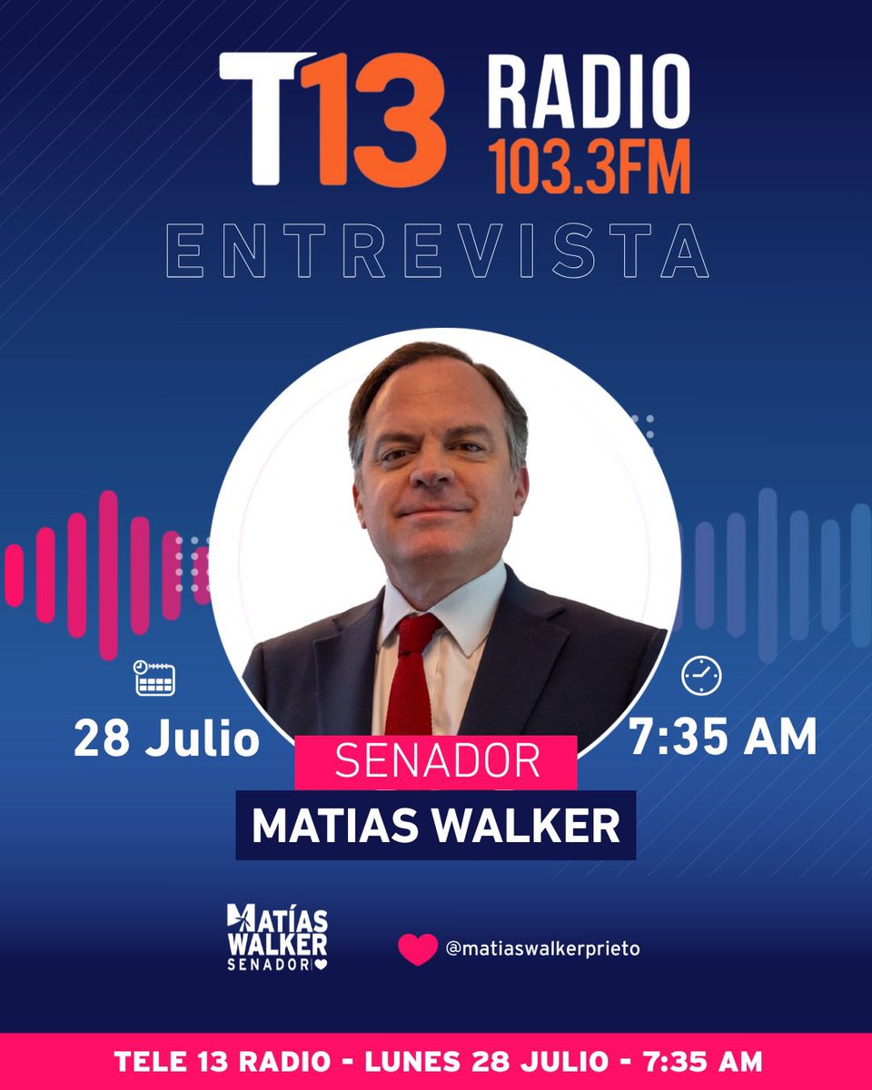 📻 Desde las 7:35 estamos en <a href="/Tele13_Radio/">Tele13 Radio</a> para conversar sobre la actualidad nacional y la agenda legislativa con <a href="/IvanValenzuelaU/">Ivan Valenzuela</a> en #MesaCental 
📺 youtube.com/live/34PBLuVMU…