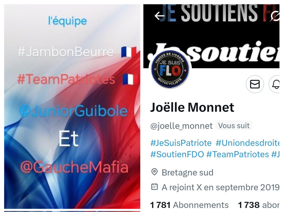 INFO🚨Merci de partager !🚨
Mes amis abonnés😉
Ainsi que l'équipe #JambonBeurre #TeamPatriotes 🇨🇵
Notre amie <a href="/joelle_monnet/">Joëlle Monnet</a>    👍
Aurait besoin d'un petit coup de pouce pour grossir sa TL!🥳
Et ainsi lui donner plus de visibilité!
Merci de vous abonner à elle !🙏
Et n'oubliez