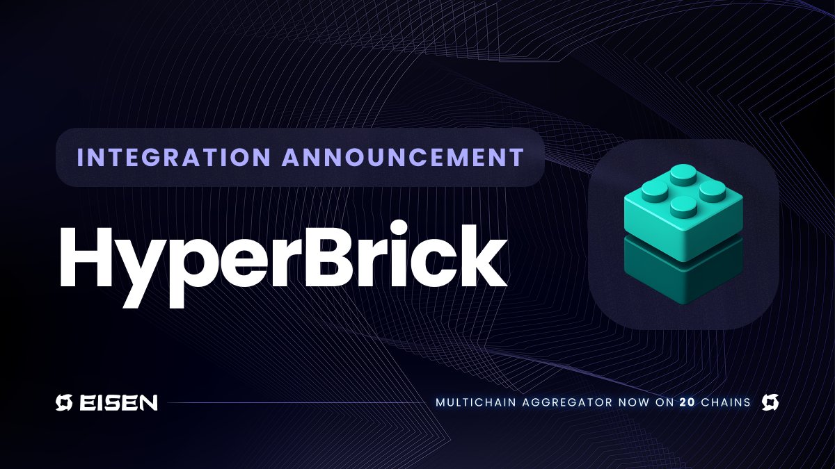 EISEN Labs 🏔️ (@eisenlabs) on Twitter photo 🧱 Eisen x HyperBrick — Bricking the Liquidity Layer on HyperEVM
ㅤ
We’ve integrated <a href="/HyperBrickX/">HyperBrick</a> into Eisen’s routing engine on HyperEVM — tapping into its liquidity infra to boost efficiency as a top aggregator on HyperEVM.
ㅤ
HyperBrick liquidity is now fully routable via 🧱 Eisen x HyperBrick — Bricking the Liquidity Layer on HyperEVM
ㅤ
We’ve integrated <a href="/HyperBrickX/">HyperBrick</a> into Eisen’s routing engine on HyperEVM — tapping into its liquidity infra to boost efficiency as a top aggregator on HyperEVM.
ㅤ
HyperBrick liquidity is now fully routable via