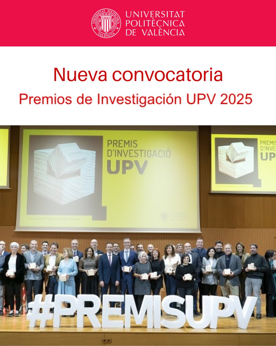 ETSIT-UPV Valencia (@telecoupv) on Twitter photo 🌟 La <a href="/UPV/">Universitat Politècnica de València</a> ha convocado una nueva edición de los Premios de Investigación, que ponen en valor la actividad investigadora del personal investigador.
Infórmate de las categorías y del plazo de solicitud en este enlace: upv.es/noticias-upv/n… 🌟 La <a href="/UPV/">Universitat Politècnica de València</a> ha convocado una nueva edición de los Premios de Investigación, que ponen en valor la actividad investigadora del personal investigador.
Infórmate de las categorías y del plazo de solicitud en este enlace: upv.es/noticias-upv/n…