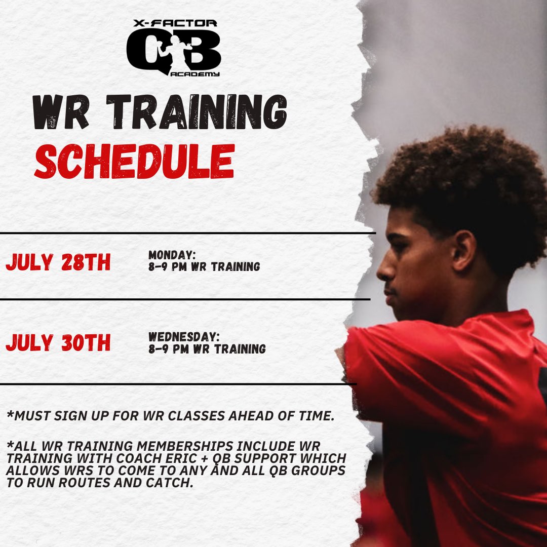 xfactorQB's tweet image. Training schedule for the week!

#xfactorQBacademy