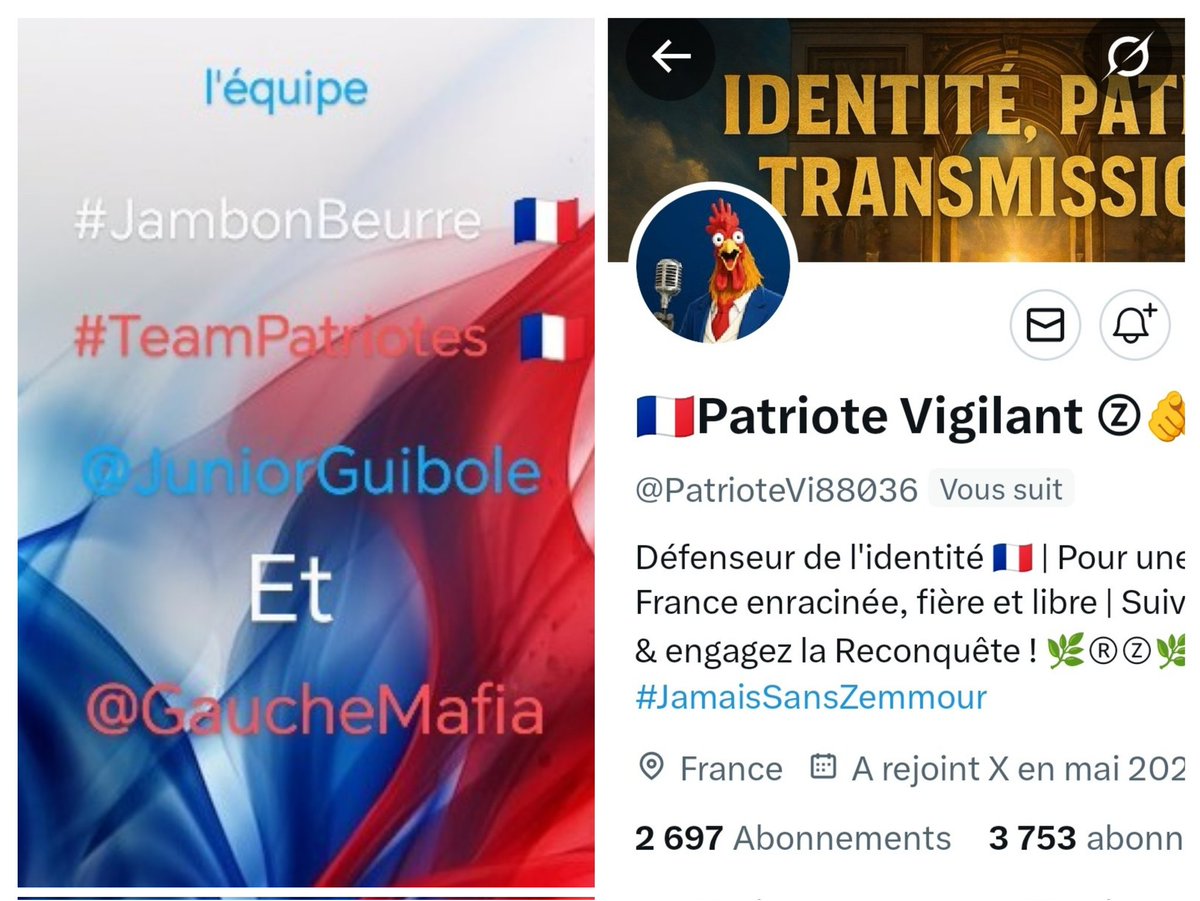 🇨🇵 Dédé 🇫🇷♿ (@juniorguibole) on Twitter photo INFO🚨 Merci de partager !🚨
Mes amis abonnés😉
Ainsi que l'équipe #JambonBeurre #TeamPatriotes 🇨🇵
Notre ami <a href="/PatrioteVi88036/">🇫🇷Patriote Vigilant Ⓩ🫵</a> 👍
Aurait besoin d'un petit coup de pouce pour grossir sa TL!🥳
Et ainsi lui donner plus de visibilité ! Merci de vous abonner à lui !🙏
Et INFO🚨 Merci de partager !🚨
Mes amis abonnés😉
Ainsi que l'équipe #JambonBeurre #TeamPatriotes 🇨🇵
Notre ami <a href="/PatrioteVi88036/">🇫🇷Patriote Vigilant Ⓩ🫵</a> 👍
Aurait besoin d'un petit coup de pouce pour grossir sa TL!🥳
Et ainsi lui donner plus de visibilité ! Merci de vous abonner à lui !🙏
Et
