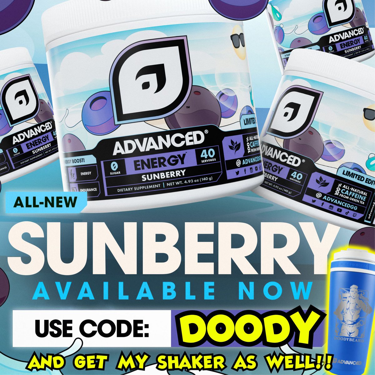 doodybeardLIVE's tweet image. SUNBERRY @ADVANCEDgg IS OUT
It's like ACAI but not overly sweet! #ad
use code "doody" and get a discout!
(dont forget to grab my new ICE SHAKER AS WELL)
advanced.gg/?ref=doody