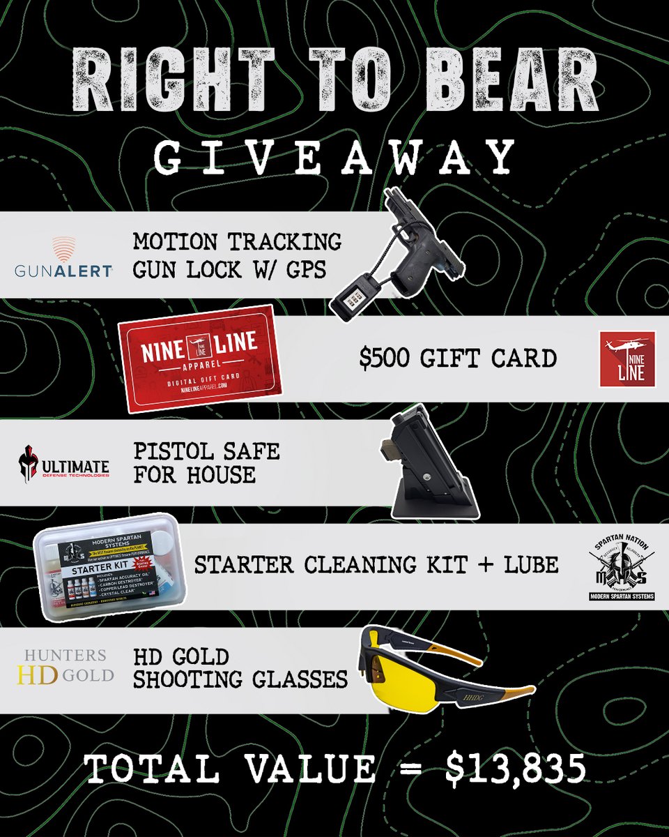 protectwithbear's tweet image. MASSIVE GIVEAWAY worth over $13,835. LIFETIME coverage from Right To Bear, Axil ear protection, $500 of Nine Line apparel, Challenge Targets, a thunderbolt 1911, 200 rounds of ammo, hunters hd gold glasses, a holster, safe, and more! The ultimate carry package could be yours with…