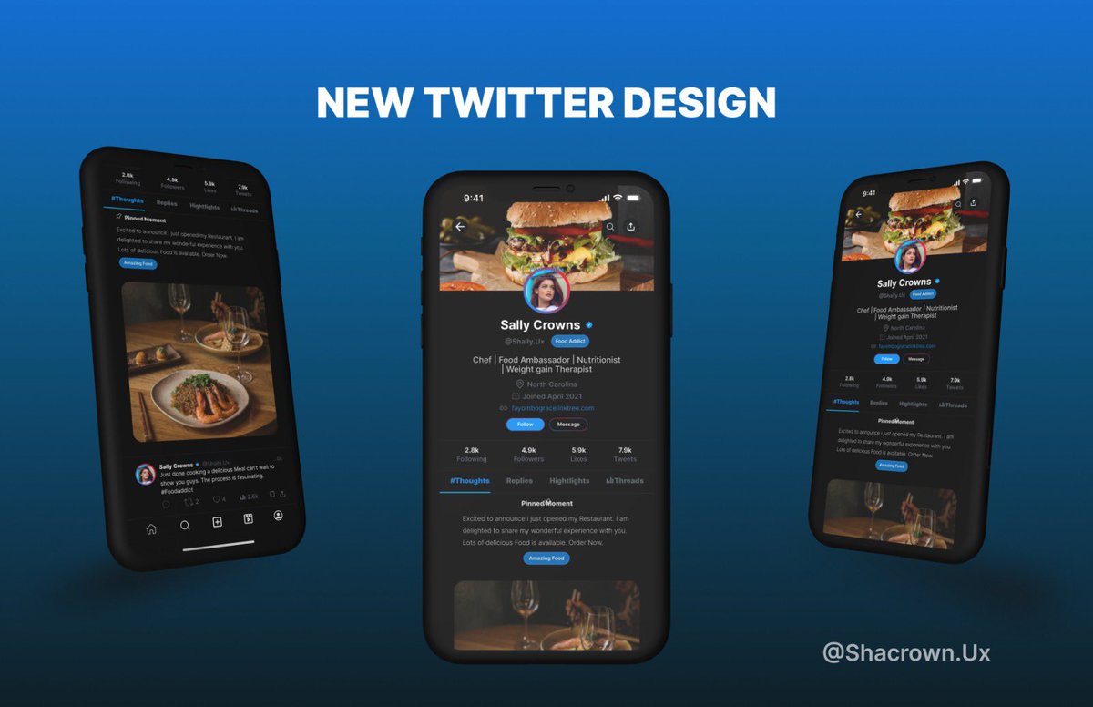 Shacrown3's tweet photo. 🚀 Day 1 of my 30-Day UI Design Challenge
Kicking things off with a fresh redesign of the @Twitter profile screen. Focused on visual clarity, layout hierarchy & user experience.
Designed in Figma
#30DayChallenge #UIUX #TwitterRedesign #Figma #ProductDesign @XSpaces #WomenInTech https://t.co/ADyq27yK19