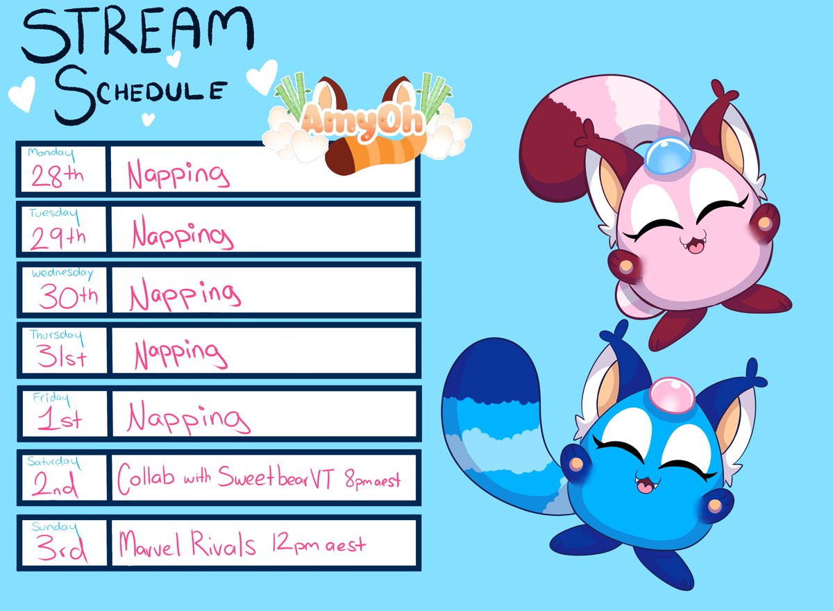 AmyOhVT's tweet image. Stream Schedule 28th July-3rd Aug
taking 5 days off
A DBD Collab with @SweetbearVT
see you soon pampams
#Vtubers #Stream #Twitch