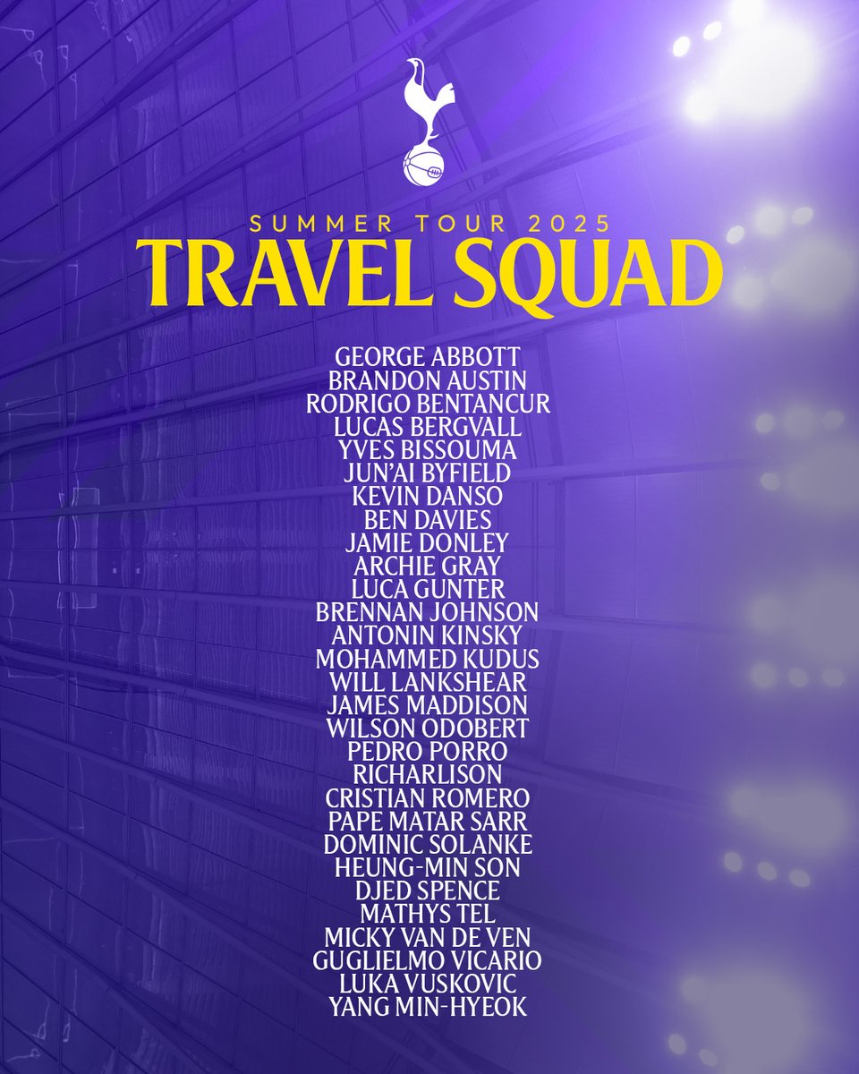 Spurs_MAS's tweet image. Pasukan yang akan menyertai lawatan pra-musim ke Hong Kong dan Korea telah disahkan 📋
Destiny Udogie, Kota Takai, dan Manor Solomon akan kekal di Hotspur Way untuk rawatan, bersama Radu Dragusin, Dejan Kulusevski, dan Bryan Gil, yang akan meneruskan proses pemulihan mereka.…