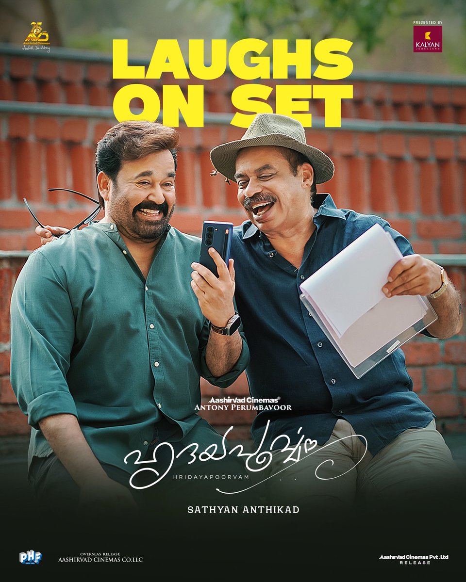 Aashirvad Cinemas (@aashirvadcine) on Twitter photo The duo is back!
youtu.be/wXd870apvXY
#Mohanlal #SathyanAnthikad
#August28 #OnamRelease
#Hridayapoorvam
<a href="/Mohanlal/">Mohanlal</a> #SathyanAnthikad <a href="/antonypbvr/">Antony Perumbavoor</a> <a href="/MalavikaM_/">Malavika Mohanan</a>
#sangeethprathap <a href="/aashirvadcine/">Aashirvad Cinemas</a> <a href="/AVDdxb/">Aashirvad Cinemas Dubai</a>
#sonuTP #AkhilSathyan #AnoopSathyan The duo is back!
youtu.be/wXd870apvXY
#Mohanlal #SathyanAnthikad
#August28 #OnamRelease
#Hridayapoorvam
<a href="/Mohanlal/">Mohanlal</a> #SathyanAnthikad <a href="/antonypbvr/">Antony Perumbavoor</a> <a href="/MalavikaM_/">Malavika Mohanan</a>
#sangeethprathap <a href="/aashirvadcine/">Aashirvad Cinemas</a> <a href="/AVDdxb/">Aashirvad Cinemas Dubai</a>
#sonuTP #AkhilSathyan #AnoopSathyan