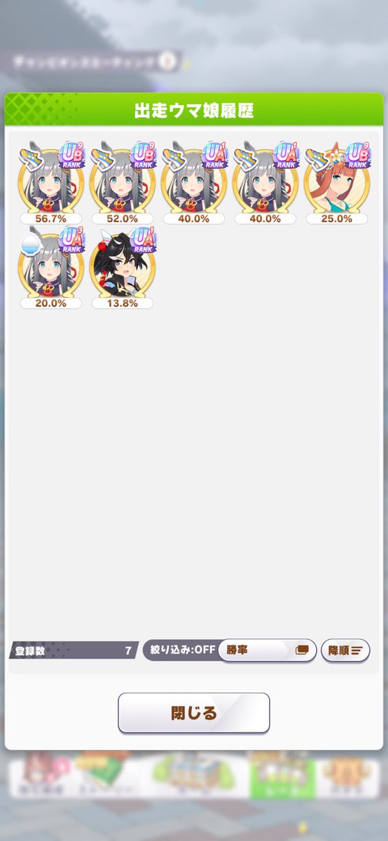 2日目は最後2回が不安でどのクロノジェネシスにするか悩むなー🤔
 #ウマ娘