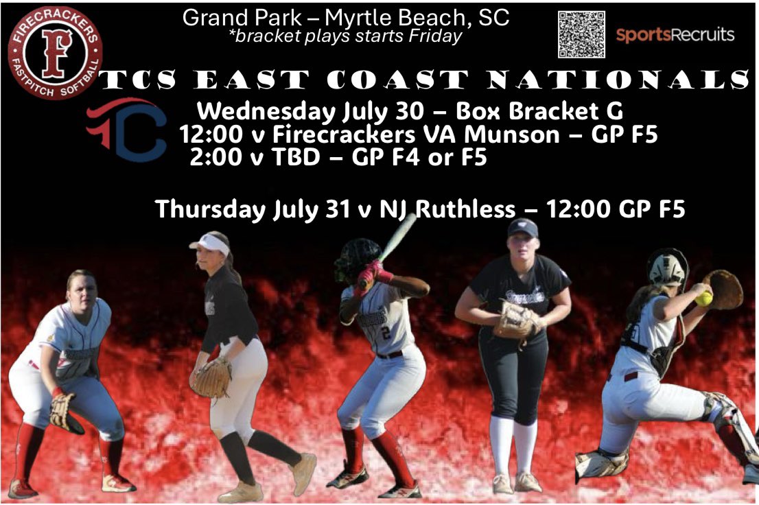 We’ll be in Myrtle Beach for our final event of the summer 🧨🥎❤️