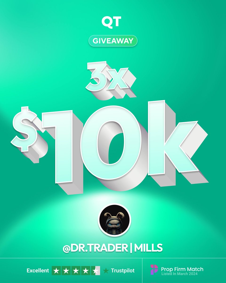 3 × $10k

1. Follow <a href="/Lor_dmills/">Dr. Trader | Mills (DVM) 🩺📊💰</a> || @QTFunded || <a href="/_TraderXeus/">Trader Xeus 📊🔱</a> 

Also, follow <a href="/QTFundedPartner/">QT | FUNDED - Partners</a> || <a href="/CIVET_AGROLTD/">Chimills Integrated Vet & Agro Ltd</a> || <a href="/AlexQuantTekel/">Alex</a> || <a href="/JamesQuantTekel/">James</a>

2.  Tag 3 Friends

3. Comment, Like &amp; Retweet

Winners to be announced in 5 days time.